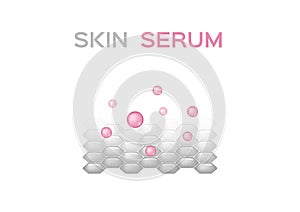 Skin serum vector / collagen and moisturizer / pink grey