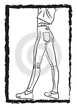 Skin tight jeans vector or color illustration