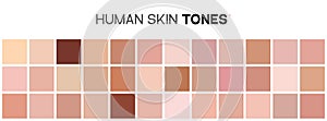 Skin tone color chart. Human skin texture color infographic palette. Facial care design