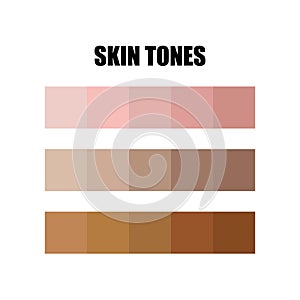 Skin tone infografic bar. Diferent human skin tone plate set. Cartoon infographic on white background. Body colors in trendy fla photo