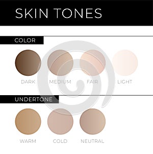 Skin tones with Undertone. Warm, Cold, Neutral Skin Colors photo