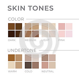 Skin tones with Undertone. Warm, Cold, Neutral Skin Colors photo