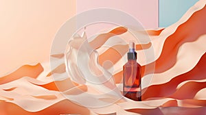 skincare bottle and body care. Ad banner for natural beauty products background. Natural cosmetic