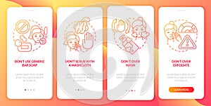 Skincare donts red gradient onboarding mobile app screen