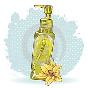 Skincare make-up bottle isolated card