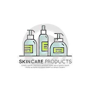 Skincare Products Bottles