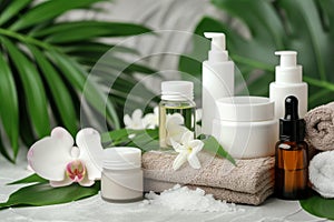 Skincare uva protection cream, anti aging scrub. Face maskwater based cleanser. Beauty xanthogranuloma Product product mockup jar