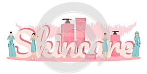 Skincare word concepts flat color vector banner