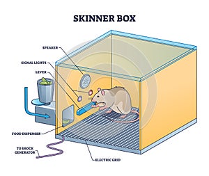 Skinner box or operant conditioning chamber experiment outline diagram
