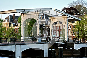 Skinny bridge or magere brug in Amsterdam crossing the amstel river