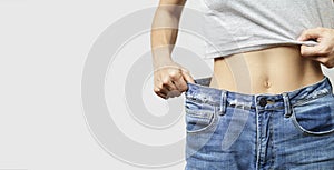 skinny woman body with Loose pants jeans