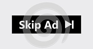 Skip ad vector button. Block advertisement icon. Simple Vector Skip Ad Button. Skip Ad button advertisement isolated icon