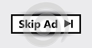 Skip ad vector button. Block advertisement icon. Simple Vector Skip Ad Button. Skip Ad button advertisement isolated icon