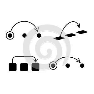 Skip over object icon. Symbol of overjump of next position. Go over sign.