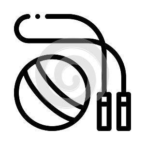 Skipping rope and ball icon vector outline illustration