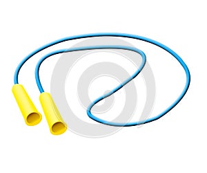 Skipping rope isolated on a white background. Blue jump rope for