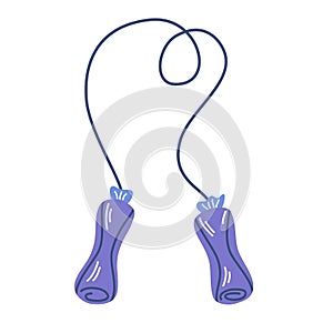 Skipping rope. Jump rope. Sports equipment. For game, jumping, fitness, cardio and sports. Hand Drawn Cartoon Vector illustration