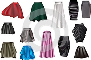 Skirt collection isolated on white