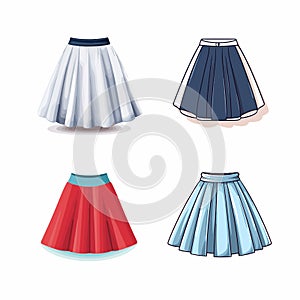 skirt flat vector set illustration fashion