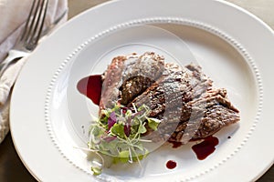 Skirt Steak with Pomegranate Gastrique