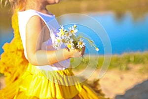 Skirt yellow lush little girl bouquet camomiles river