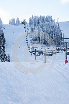 Skislope in Swedish winter landscape