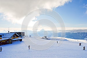 Skisport in Val Gardena, Dolomites, Italy