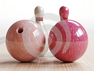 skittles and bowling ball closeup