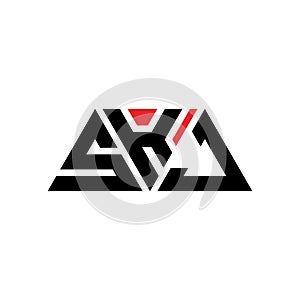 SKJ triangle letter logo design with triangle shape. SKJ triangle logo design monogram. SKJ triangle vector logo template with red