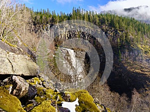 Skjervefossen Waterfall in Spring Landscape photo