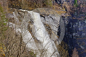 Skjervefossen Waterfall in Spring Landscape photo