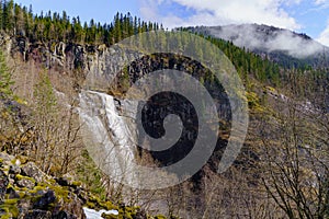 Skjervefossen Waterfall in Spring Landscape photo