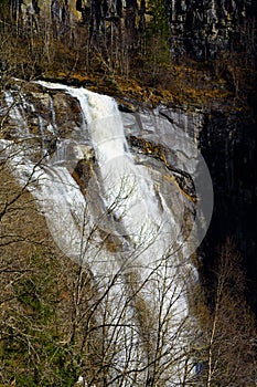 Skjervefossen Waterfall in Spring Landscape photo