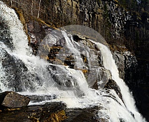 Skjervefossen Waterfall in Spring Landscape photo