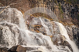 Skjervefossen Waterfall in Spring Landscape photo