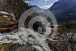 Skjervefossen Waterfall in Spring Landscape photo