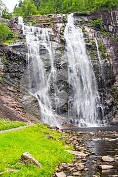 Skjervsfossen waterfall in Hordaland, Norway