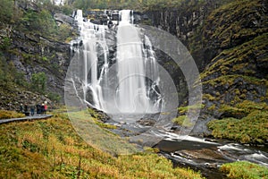 Skjervsfossen waterfall near Granvin and Voss in Norway