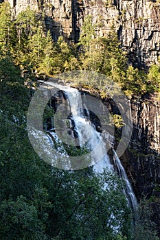 Skjervsfossen waterfall top part white water view