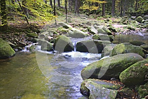 Sklarky waterfall in Sklarszka Poreba, Poland