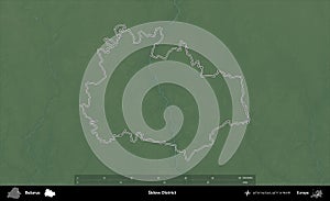 Sklow District outlined, Belarus. Physical