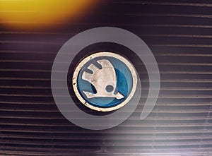 Skoda logo on the old car