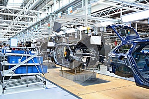 Skoda Octavia on conveyor line in factory