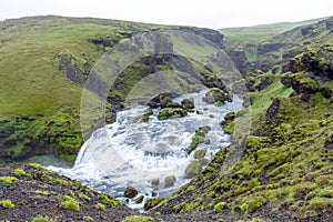 Skoga river over the Skogafoss waterfall, Iceland, Europe