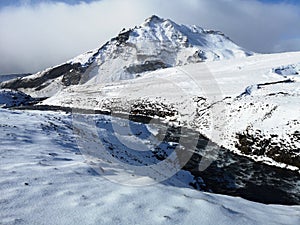 Skoga river in winter. Iceland