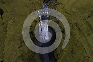 Skogafoss waterfall shiot from the air photo