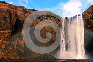 Skogafoss Waterfall with Rainbow, Iceland photo