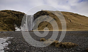 Skogafoss waterfall on the Skougau river, in the south of Iceland, in the Sydurland region