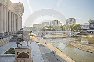 Skopje archaeology museum and bridge