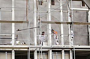 Facade of Old town buildings getting restored